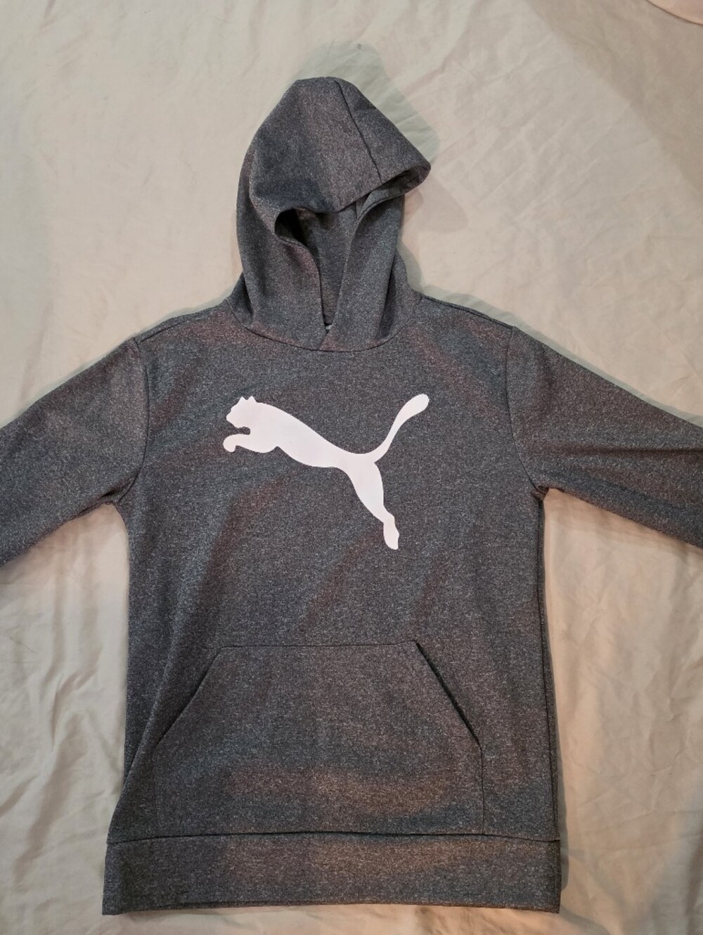 Boy's Puma Gray Hoodie with White Puma Logo-Large